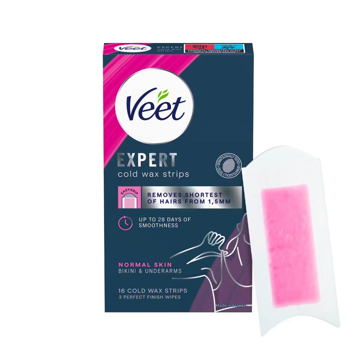 Veet Expert Cold Wax Strips Bikini & Underarm Normal Skin Stk - Veet Bikini  - 5701092115751
