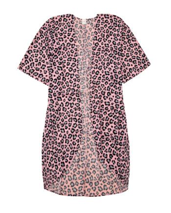 Pink Kimono Breeze Med Leo Mønster One Size - Szhirley Bikini